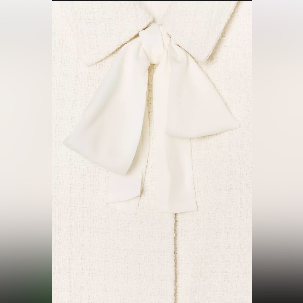 New ZARA Bow Trim Textured Blazer - Picture 6 of 6